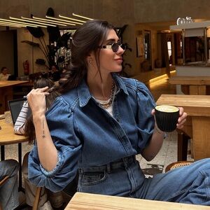 Zara Blue Denim Blouse